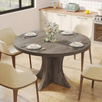 Table de salle à manger ronde pour 4-6 personnes, Table de cuisine noire de 120 cm