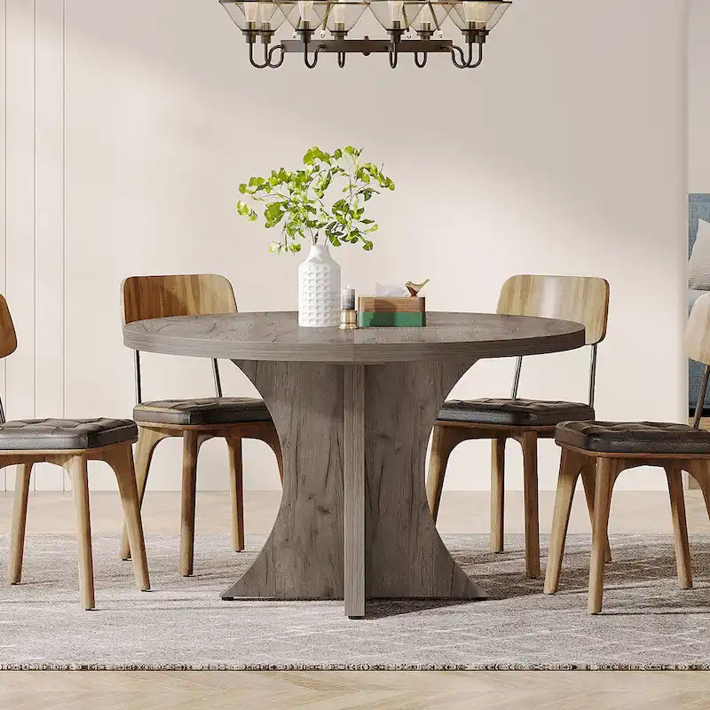 Table de salle à manger ronde pour 4-6 personnes, Table de cuisine noire de 120 cm