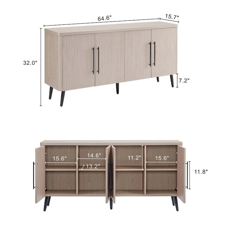Buffet moderne du milieu du siècle de 164 cm