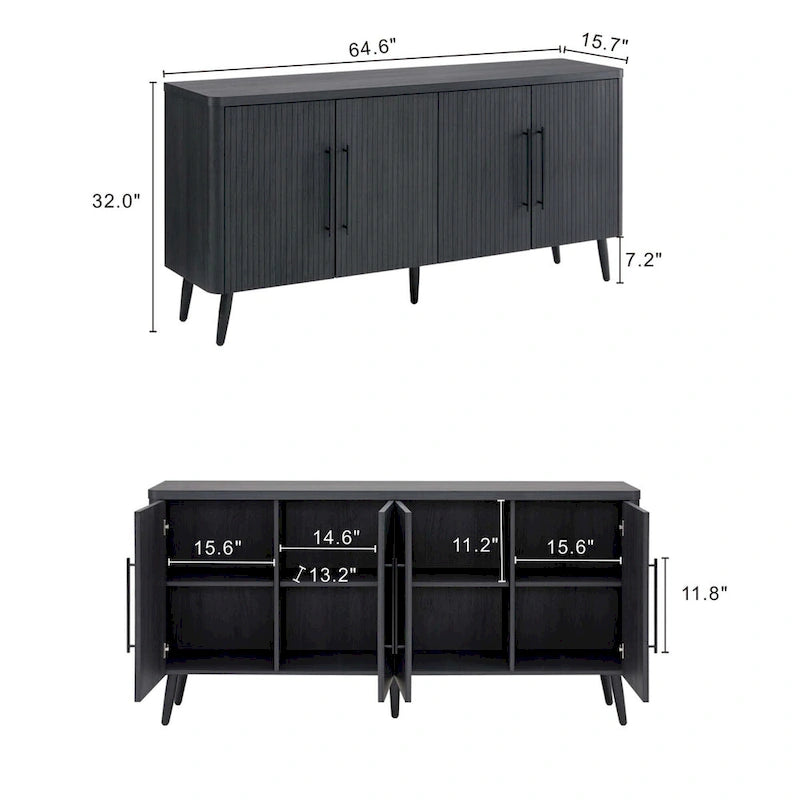 Buffet moderne du milieu du siècle de 164 cm