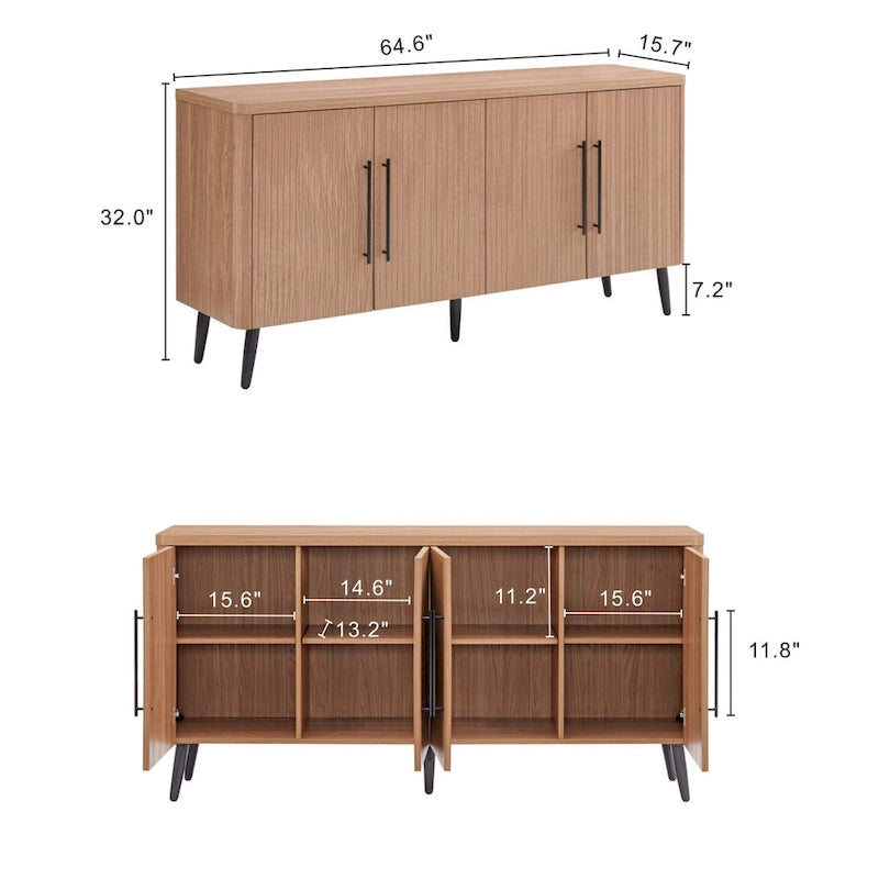 Buffet moderne du milieu du siècle de 164 cm