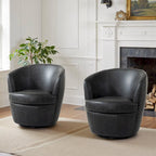 Fauteuil d'appoint pivotant moderne en cuir, fauteuil baquet rembourré