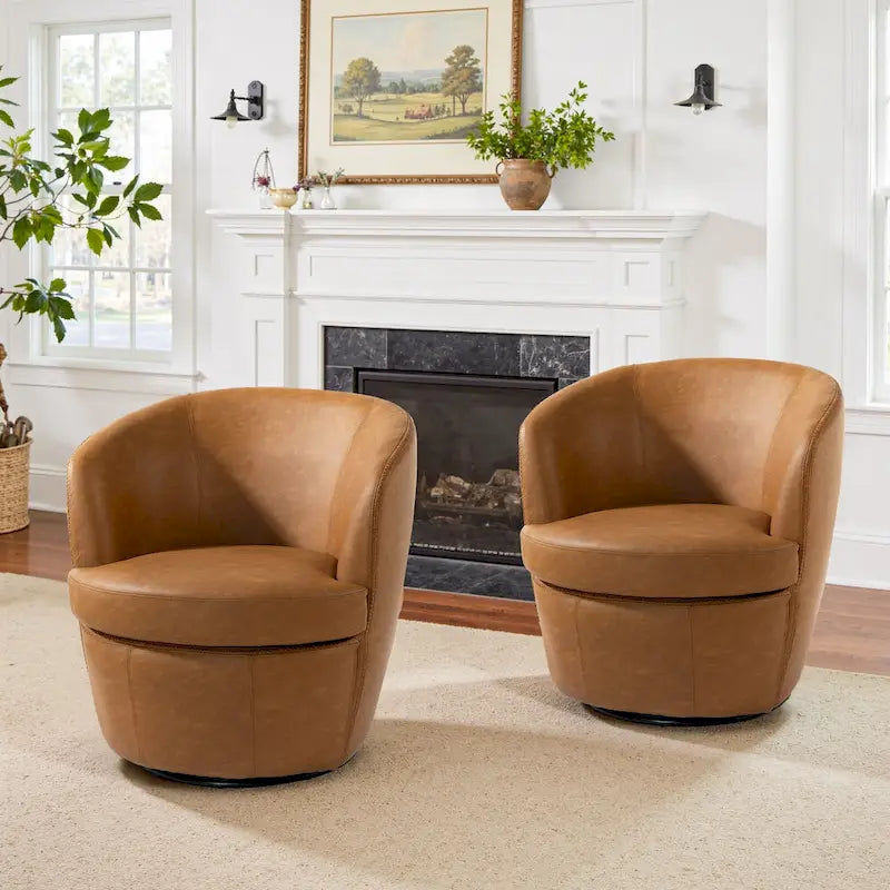 Fauteuil d'appoint pivotant moderne en cuir, fauteuil baquet rembourré