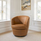 Fauteuil d'appoint pivotant moderne en cuir, fauteuil baquet rembourré