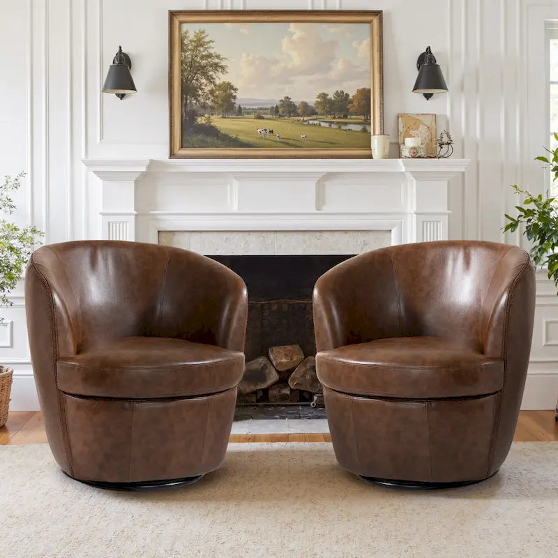 Fauteuil d'appoint pivotant moderne en cuir, fauteuil baquet rembourré