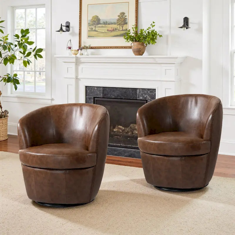 Fauteuil d'appoint pivotant moderne en cuir, fauteuil baquet rembourré