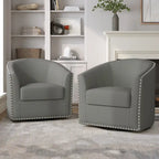 Fauteuil pivotant décoratif rembourré avec clous de tapissier
