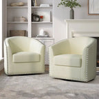 Fauteuil pivotant décoratif rembourré avec clous de tapissier