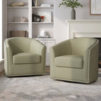 Fauteuil pivotant décoratif rembourré avec clous de tapissier