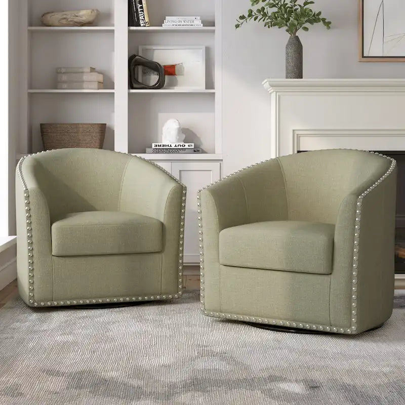 Fauteuil pivotant décoratif rembourré avec clous de tapissier