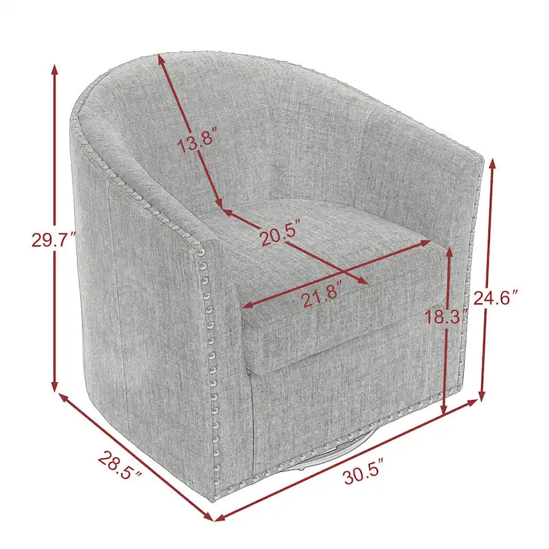 Fauteuil pivotant décoratif rembourré avec clous de tapissier