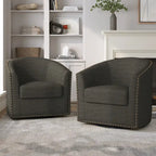 Fauteuil pivotant décoratif rembourré avec clous de tapissier