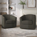 Fauteuil pivotant décoratif rembourré avec clous de tapissier