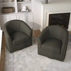 Fauteuil pivotant décoratif rembourré avec clous de tapissier