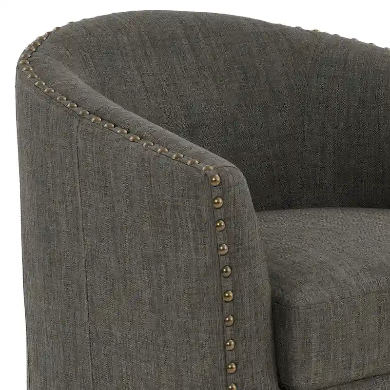 Fauteuil pivotant décoratif rembourré avec clous de tapissier