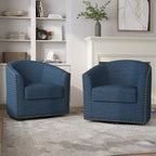 Fauteuil pivotant décoratif rembourré avec clous de tapissier