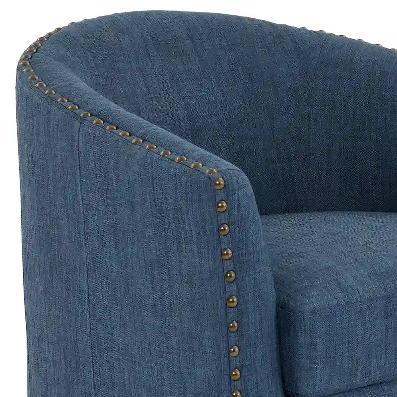 Fauteuil pivotant décoratif rembourré avec clous de tapissier
