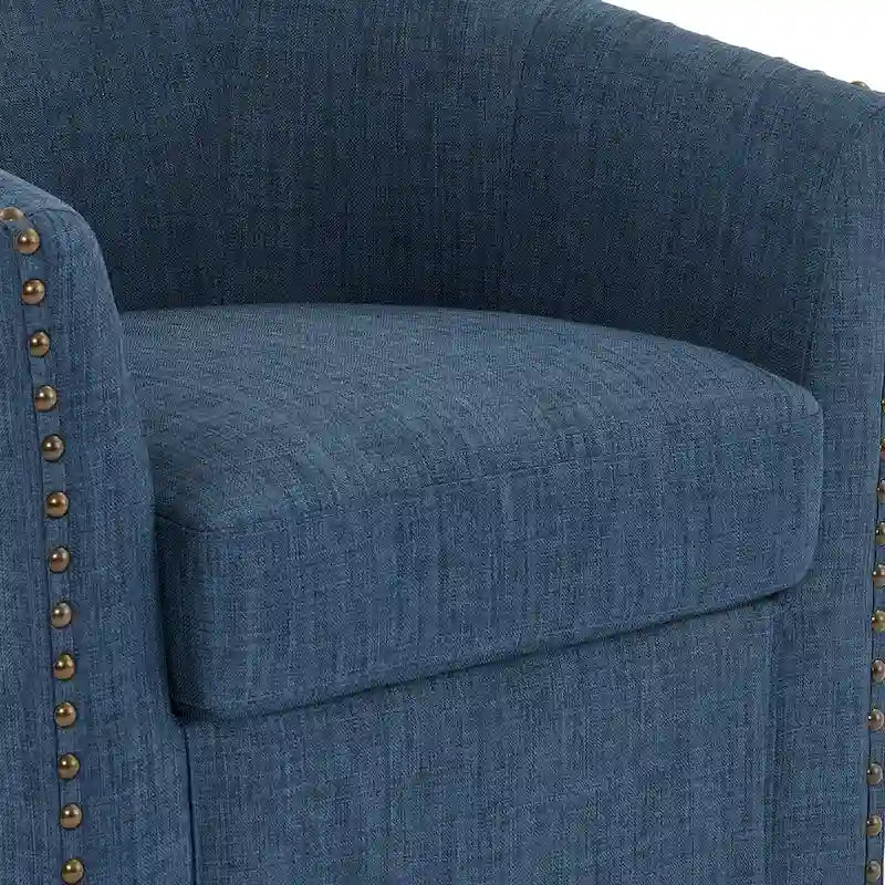 Fauteuil pivotant décoratif rembourré avec clous de tapissier