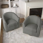 Fauteuil pivotant décoratif rembourré avec clous de tapissier