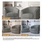 Fauteuil pivotant décoratif rembourré avec clous de tapissier