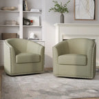 Fauteuil pivotant décoratif rembourré avec clous de tapissier