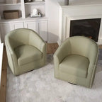 Fauteuil pivotant décoratif rembourré avec clous de tapissier