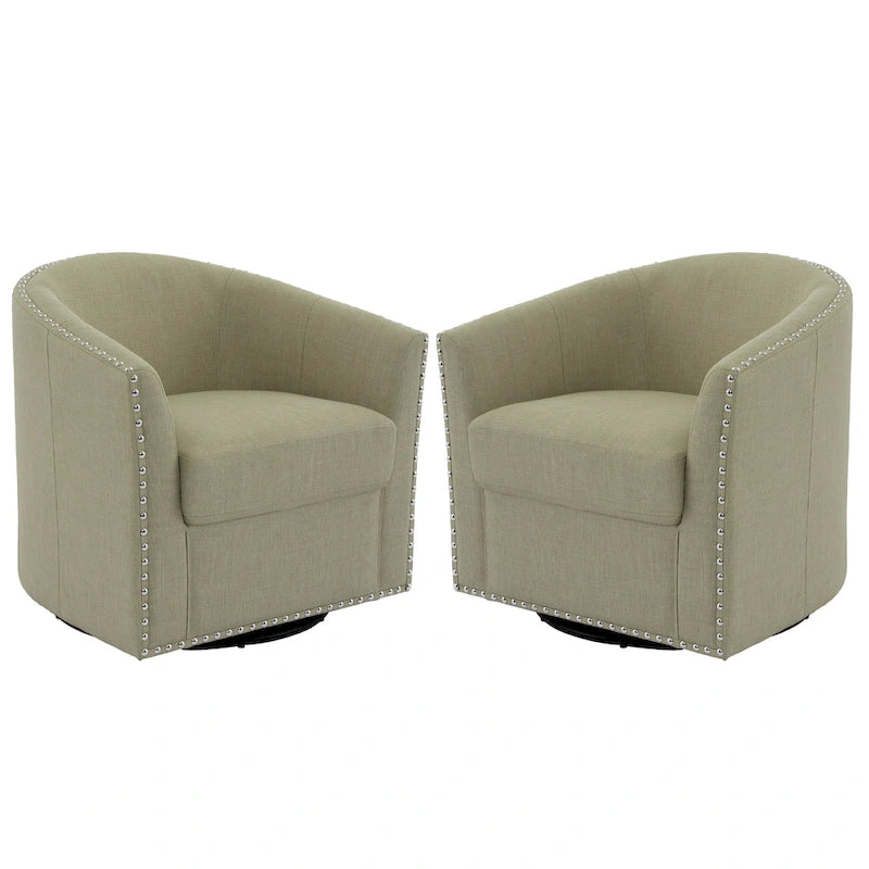 Fauteuil pivotant décoratif rembourré avec clous de tapissier