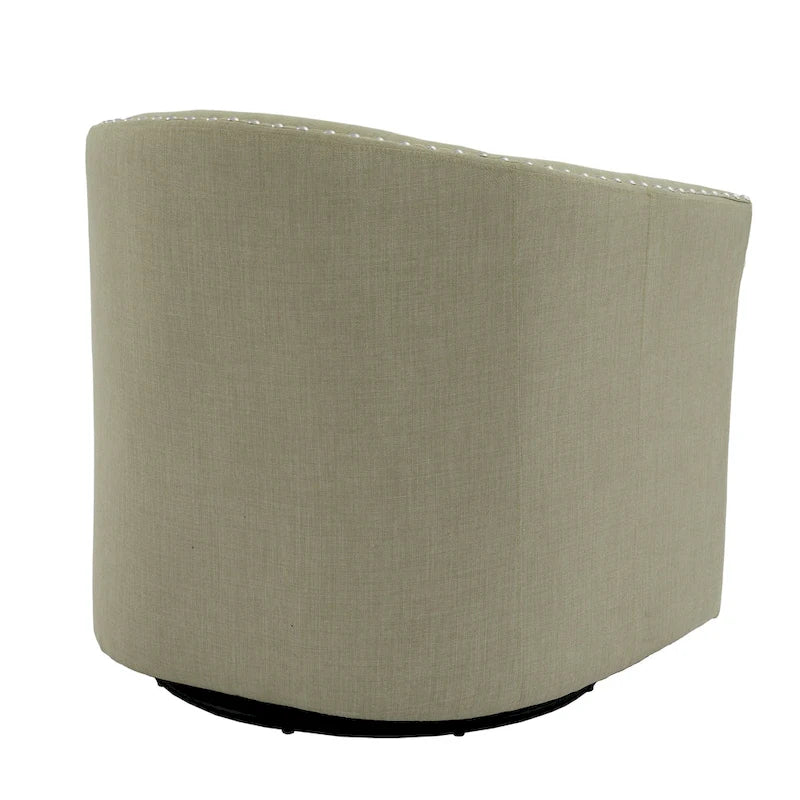 Fauteuil pivotant décoratif rembourré avec clous de tapissier